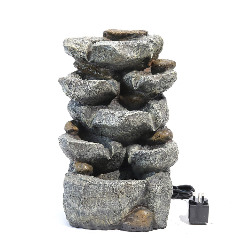 Multi-Tiered Garden Cascading Water Fountain with LED Lights