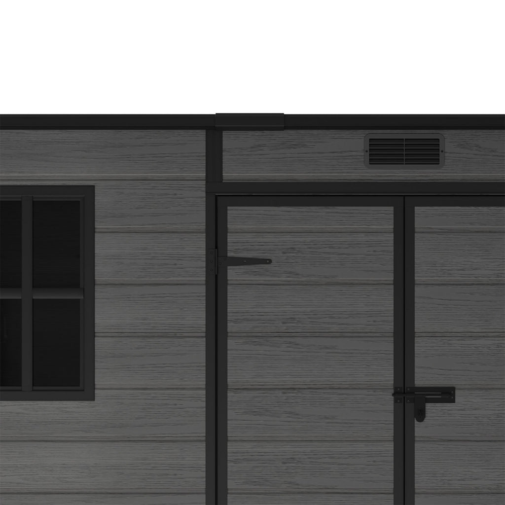 8 x 4 ft Plastic Garden Storage Shed with Pent Roof, Double Doors & Side Door