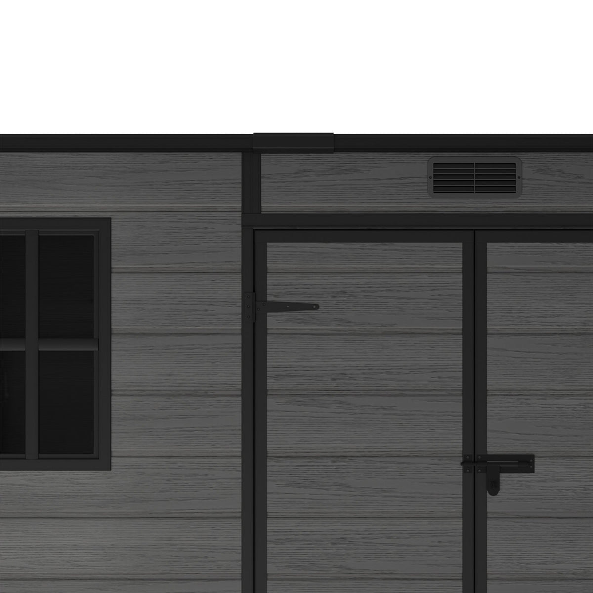 8 x 4 ft Plastic Garden Storage Shed with Pent Roof, Double Doors & Side Door