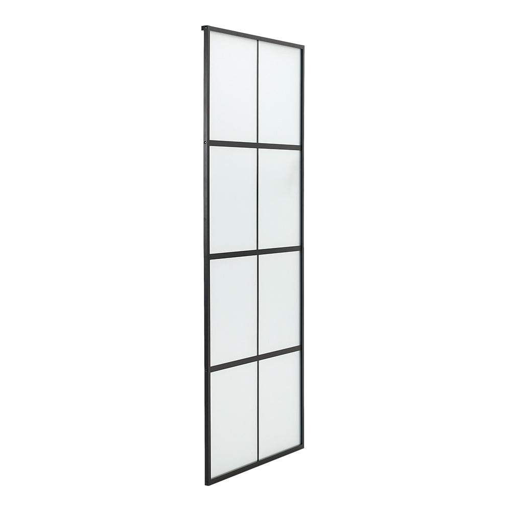 Frosted Glass Black Barn Door with Sliding Hardware Kit