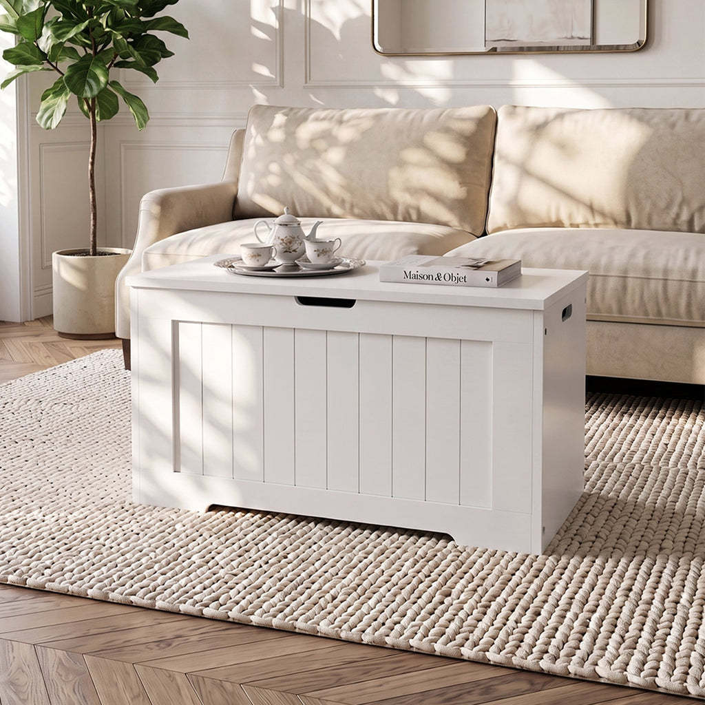 White Wooden Storage Chest Organiser Box