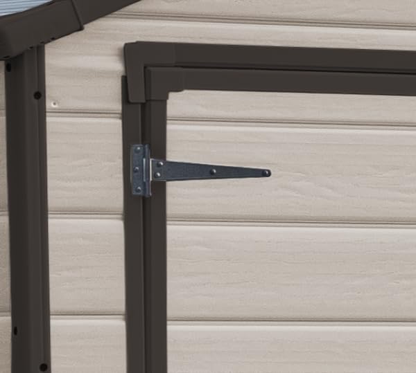 Keter Manor Outdoor Apex Double Door Garden Storage Shed 6 x 8ft Beige Brown Wood effect | Fade Free | All Weather Resistant | Safe and Secure | Zero Maintenance | 15 year Warranty