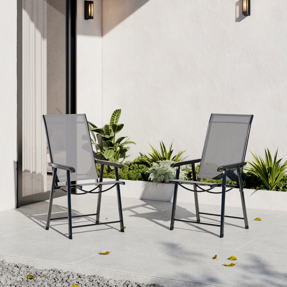 Metallic-Frame and Fabric Foldable Chairs Set of 2
