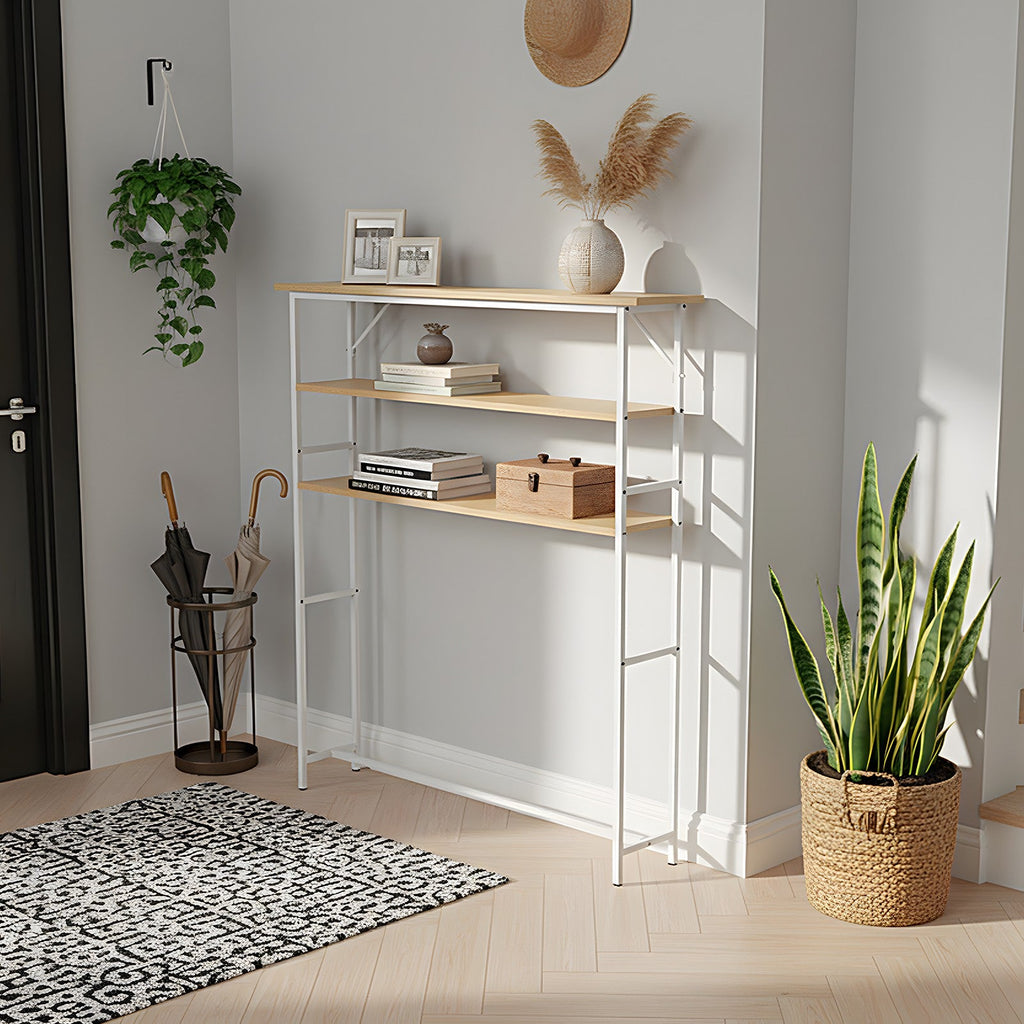 3-Tier Wood-Grain Narrow Console Table
