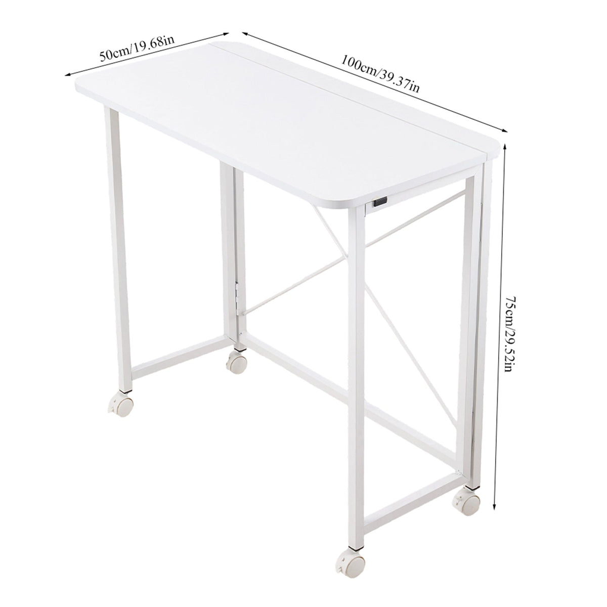 Folding Office Desk with Casters