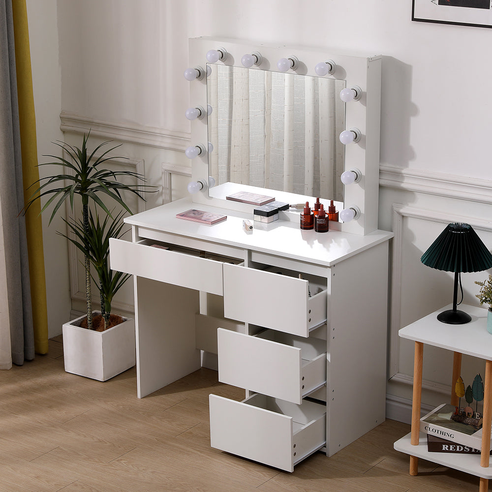 Hollywood Dressing Table with Large Lighted Mirror