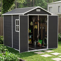 6 x 8 ft Plastic Garden Storage Shed with Apex Roof & Lockable Double Doors