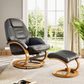 Black Ergonomic Executive Office Reclining Chair with Footstool