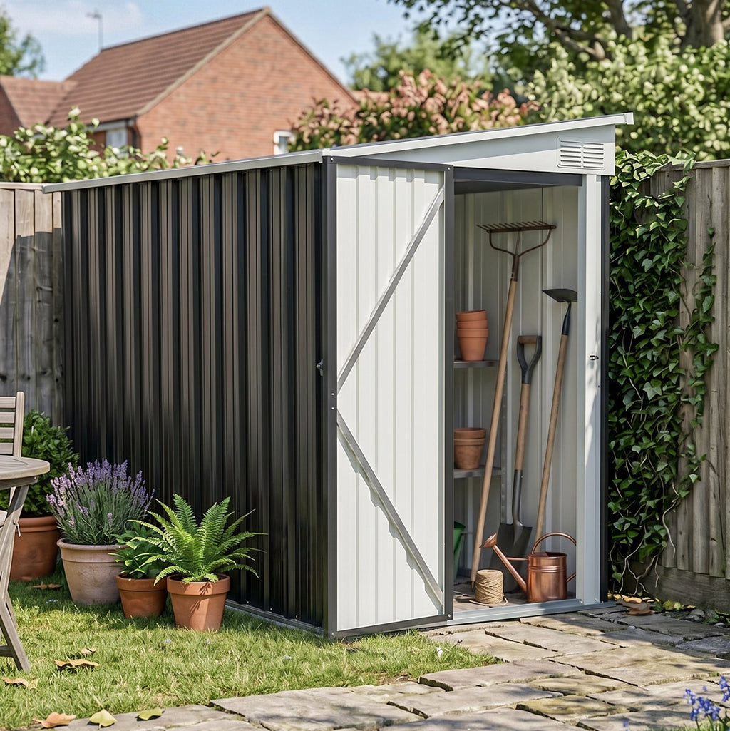 9 x 4 ft Metal Garden Storage Shed with Pent Roof