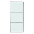 Clear and Smooth Glass Black Barn Door with Sliding Hardware Kit