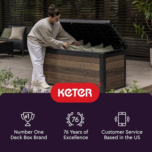 Keter City Brown Resin Deck Box Patio Furniture Pool Accessories and Outdoor Toy Storage