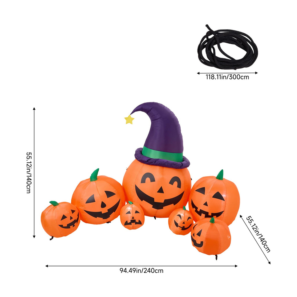 7 FT Halloween Inflatable Pumpkin Family Decoration with LED Lights