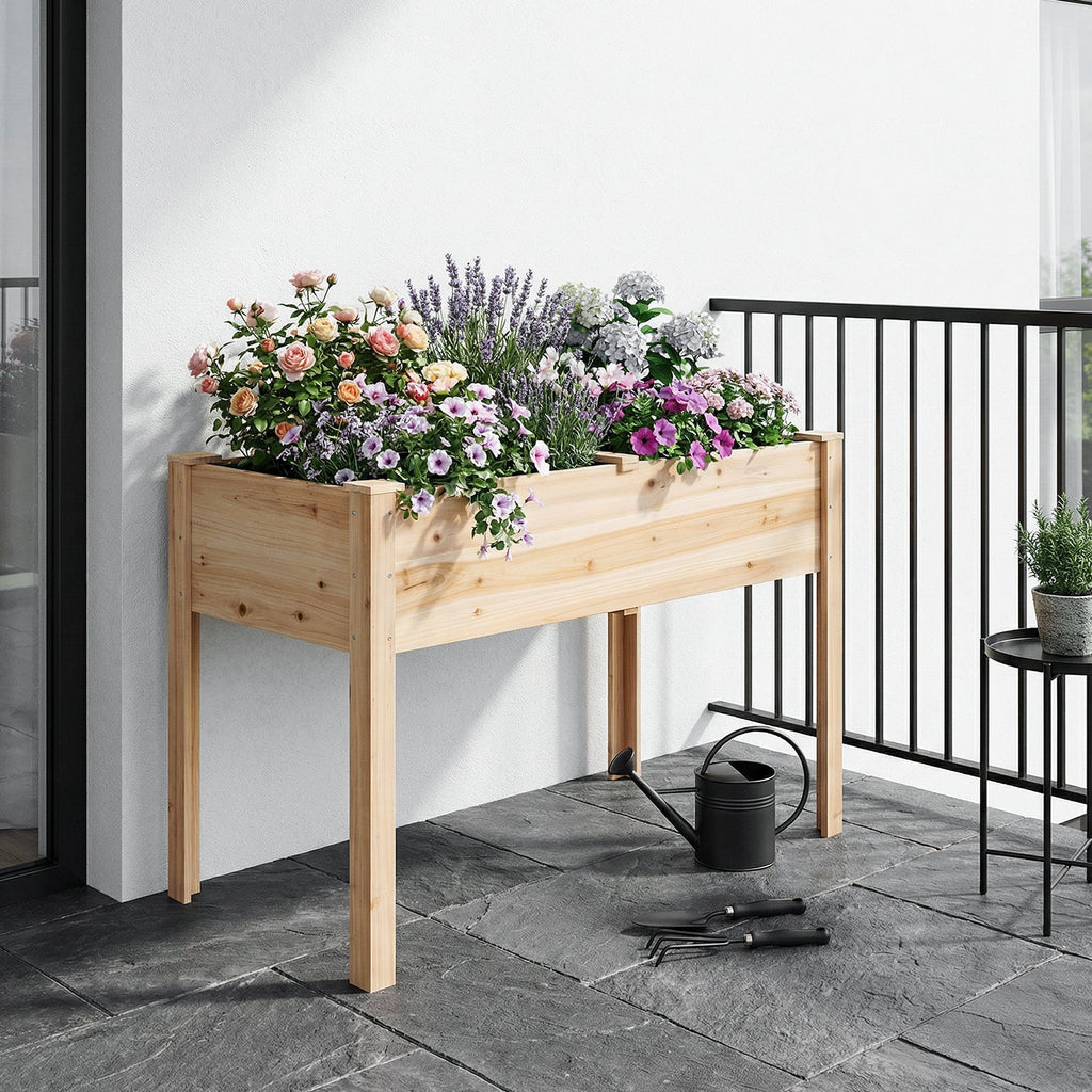 Elevated Rectangular Raised Garden Bed with Drainage Holes