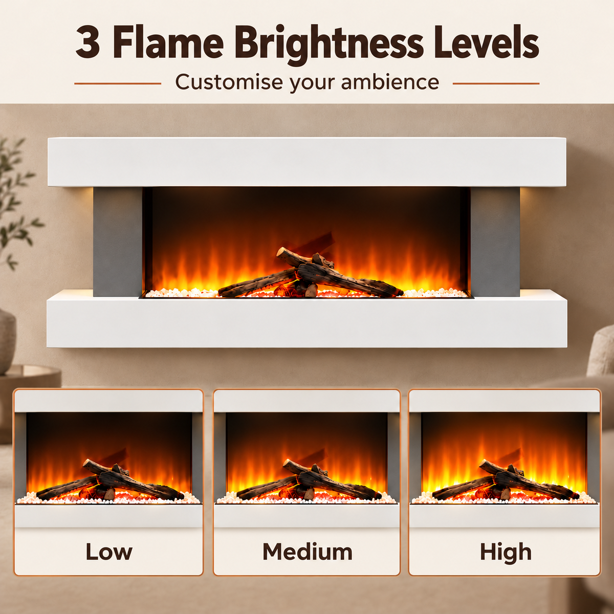 52 Inch MDF Electric Fireplace Suite with Remote Control