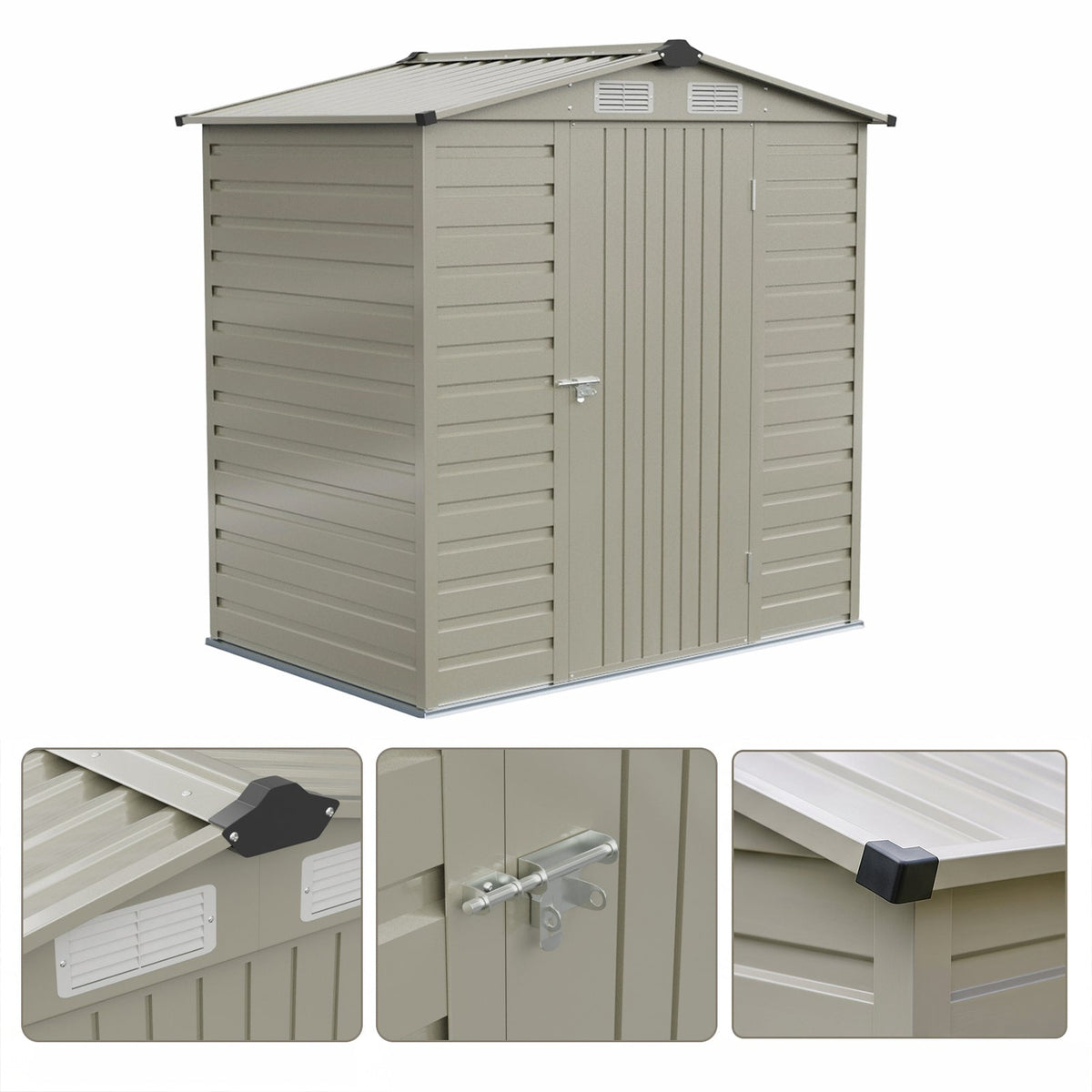 6 x 4 ft Metal Garden Storage Shed with Apex Roof & Padlockable Door