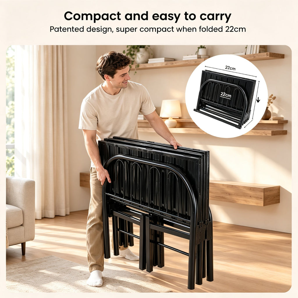 Metal Folding Bed Frame With Secure Buckle Design