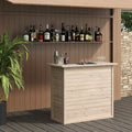 125cm Rustic Wooden Home Bar with Pine Countertop