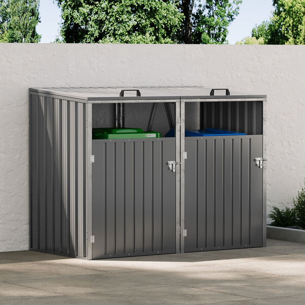 5x4 FT Metal Double Bin Storage Shed