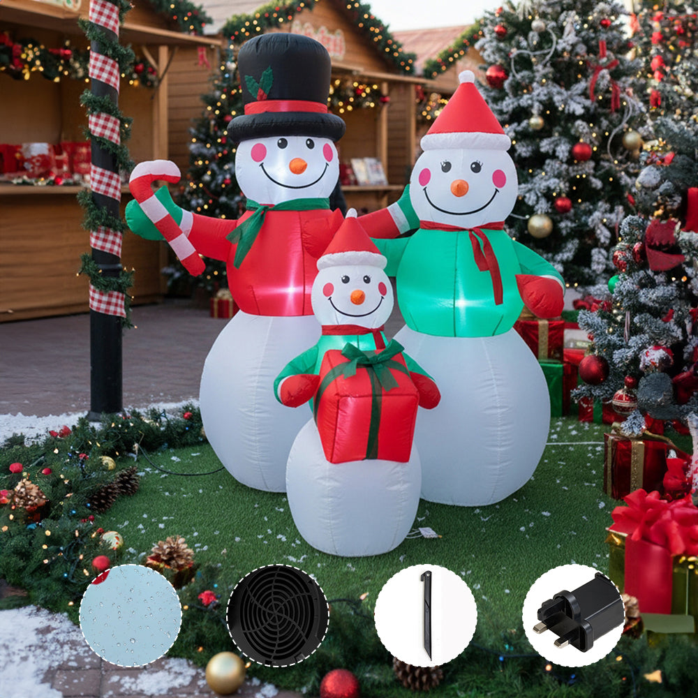 6ft Christmas Inflatable Snowman Family Decorations with LED Lights