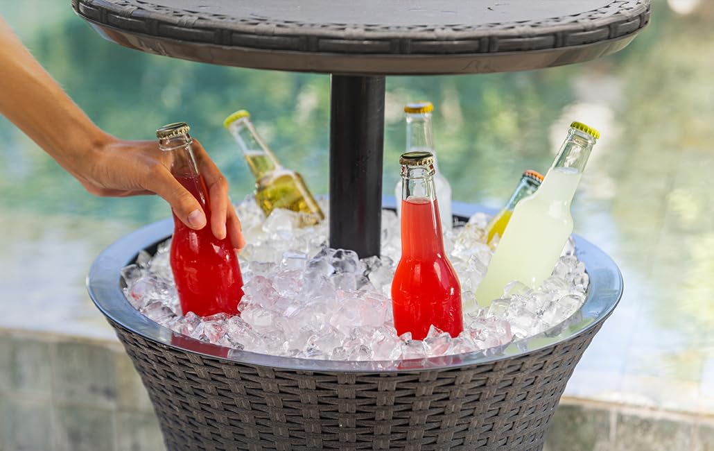 Keter Pacific Rattan Style Outdoor Cool Bar Ice Cooler Table Garden Furniture - Anthracite