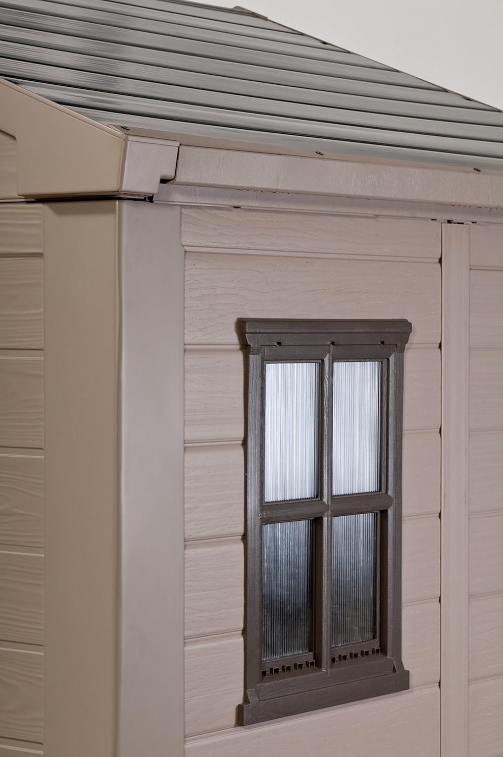 Keter Factor Outdoor Plastic Garden Storage Shed, Beige, 8 x 8 ft