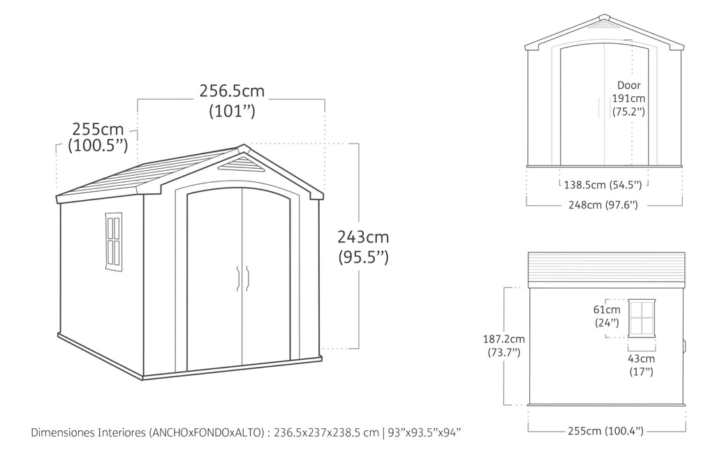 Keter Factor Outdoor Plastic Garden Storage Shed, Beige, 8 x 8 ft