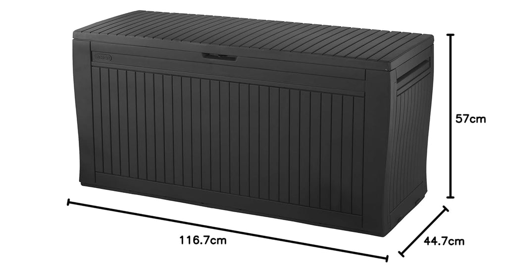 Keter Comfy Storage Box 270 L, Graphite Color, 116.7 x 54.6 x 8.6 cm