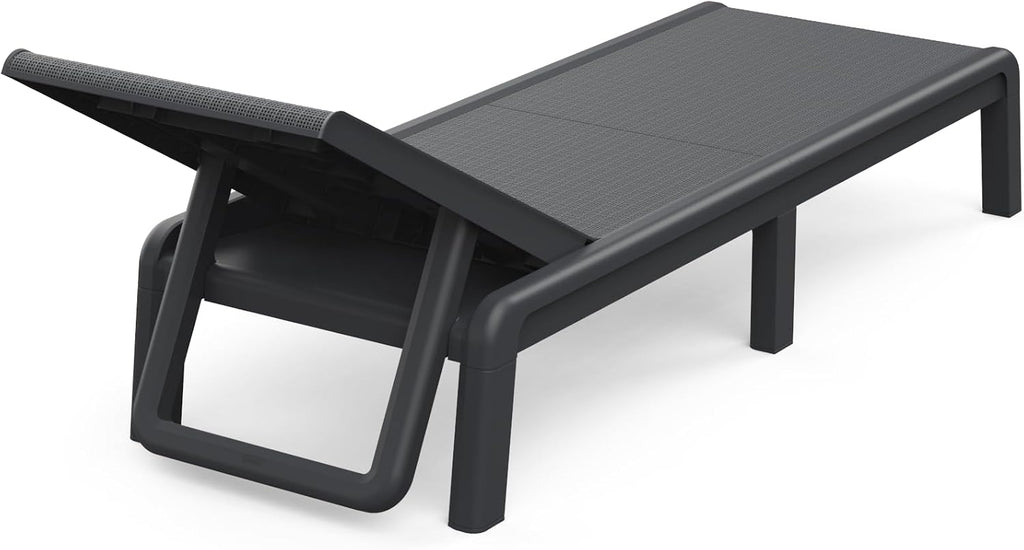 Keter Palma Sunlounger for the Garden with 4-Way Adjustable Backrest, Foldable Garden Lounger, Grey, 187 x 58 x 29 cm, Easy to Clean, Weatherproof, and UV-Resistant