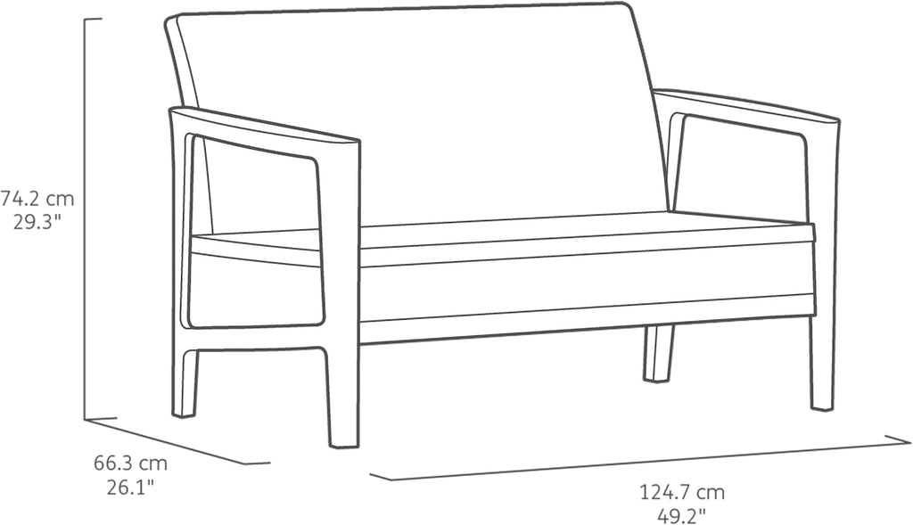 Keter Atlas Linea 4-Seater Outdoor Lounge Set – Graphite | Modern Weatherproof Garden Furniture with Easy No-Tool Assembly