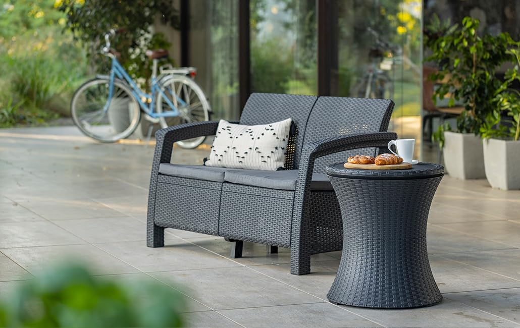 Keter Pacific Rattan Style Outdoor Cool Bar Ice Cooler Table Garden Furniture - Anthracite