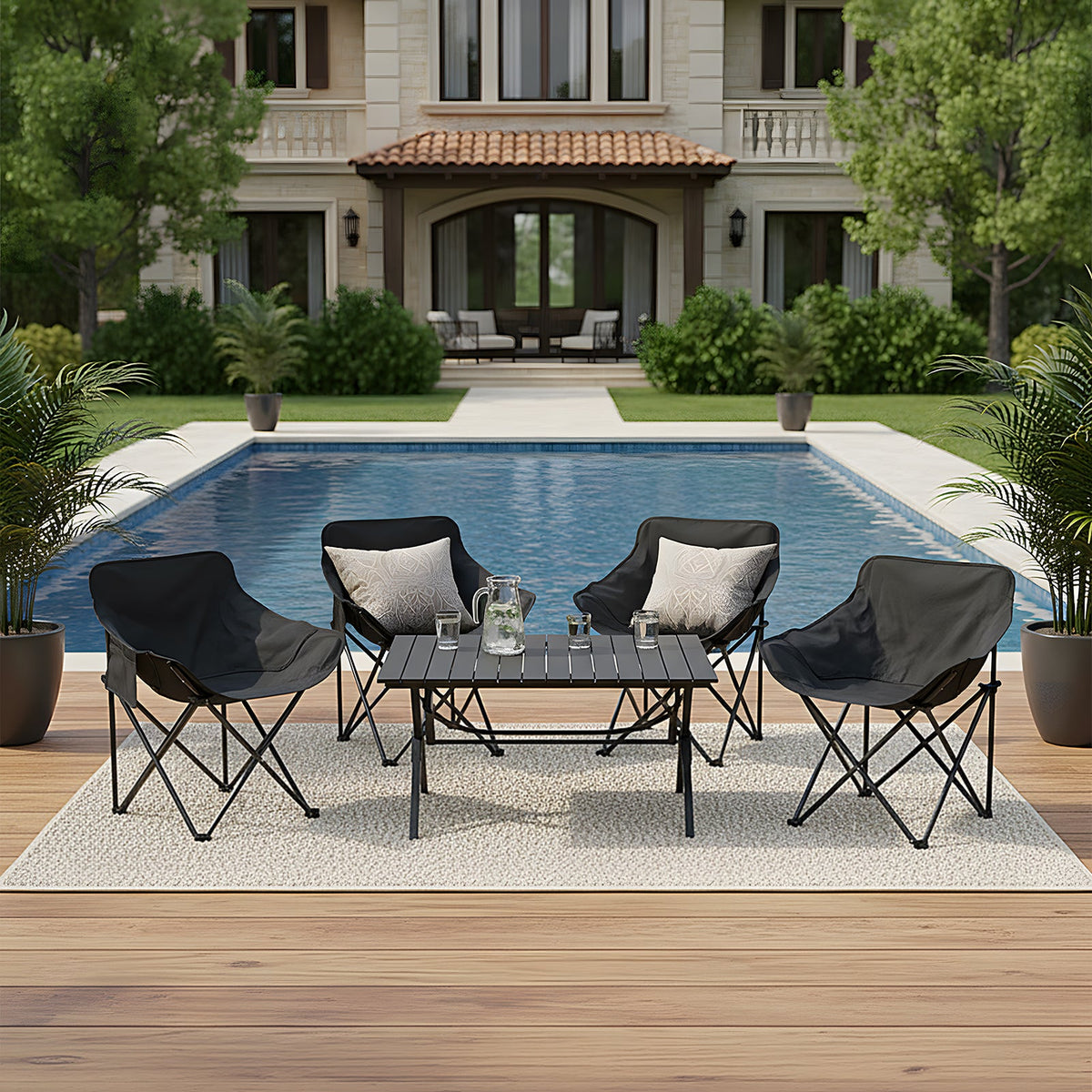 Portable Folding Camping Table with 4 Chairs