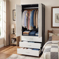 2-Door Wardrobe with 3 Drawers & Hanging Rail