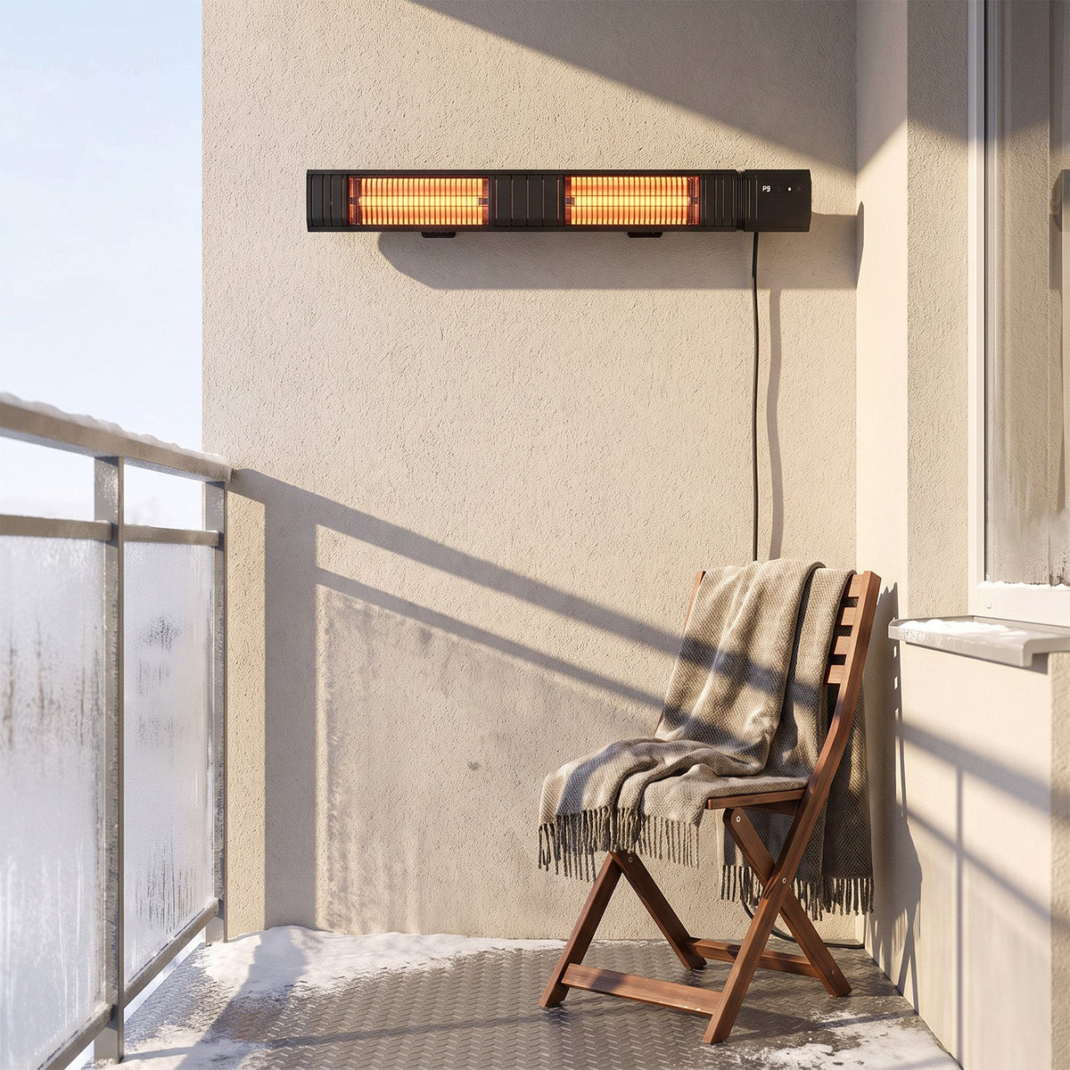 3000W Wall-Mounted Infrared Patio Heater with 9 Temperature Settings & 24H Timer