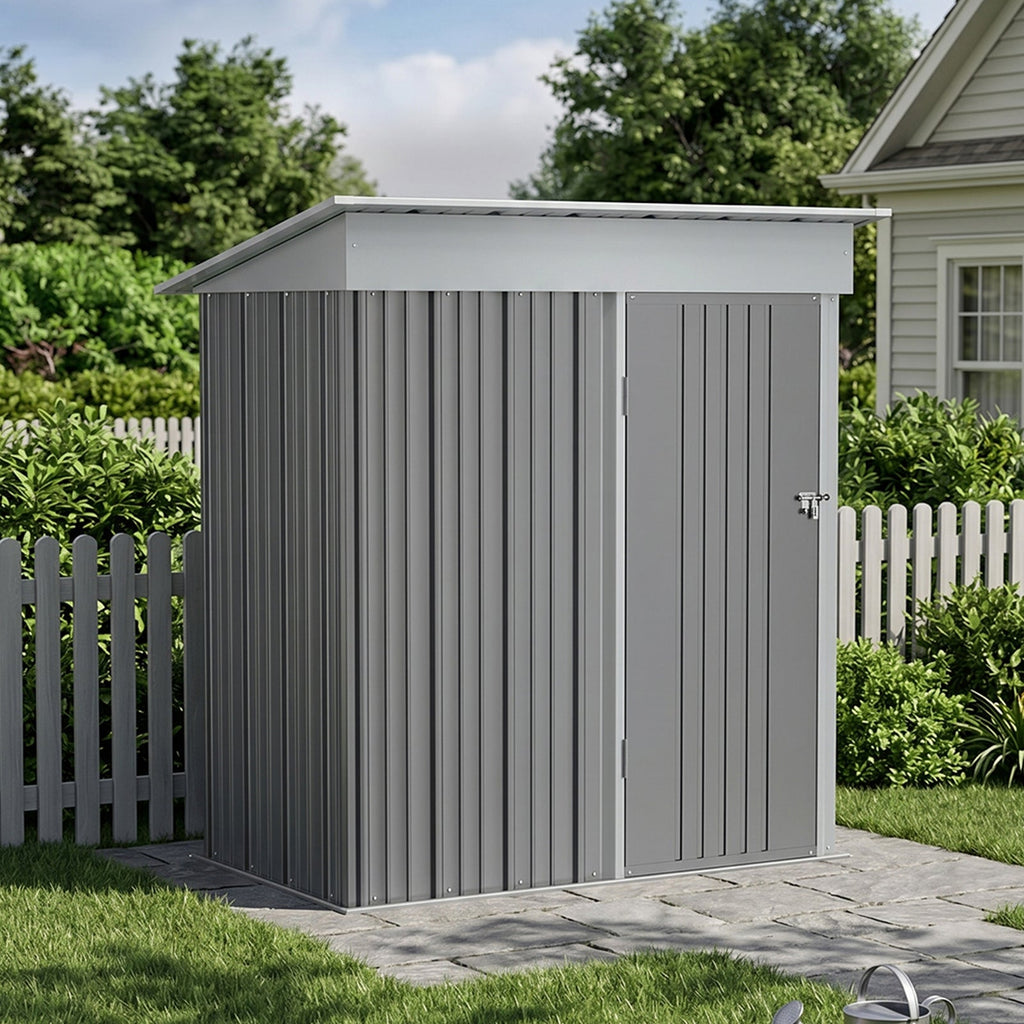 5 x 3 ft Metal Garden Storage Shed with Pent Roof & Lockable Door