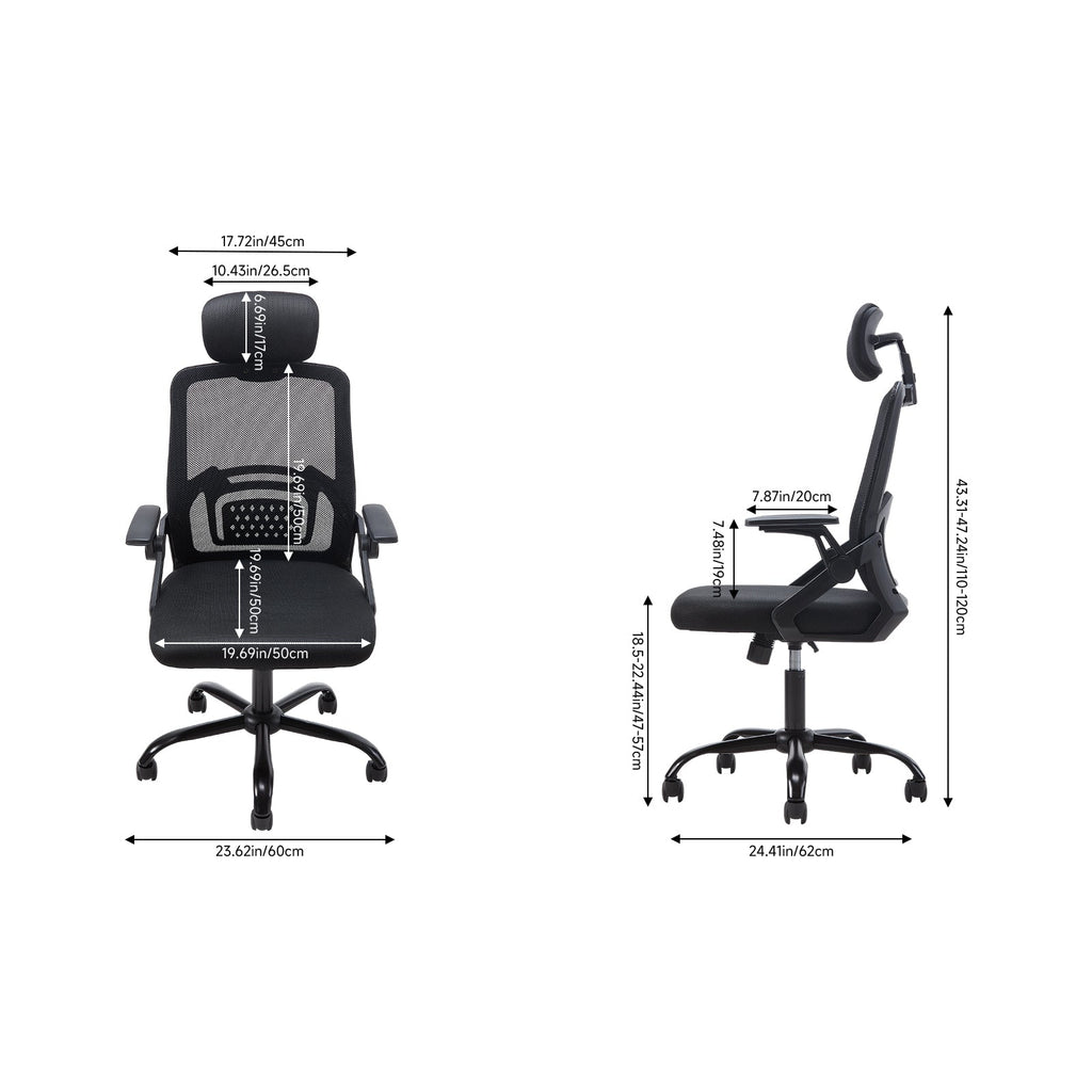 Ergonomic Mesh Office Chair with Adjustable Headrest & 15° Tilt Recline