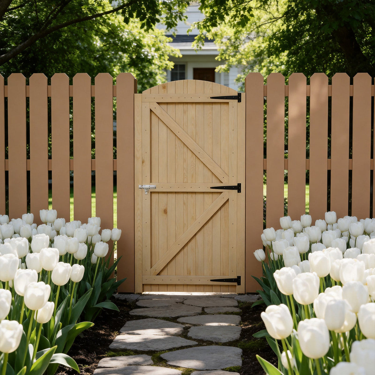 83cm W Arch Top Heavy-Duty Garden Gate with Latch