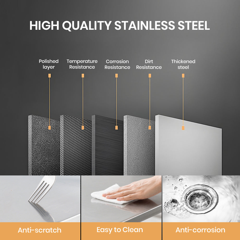 Stainless Steel One Compartment Sink with Shelves