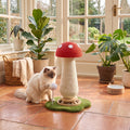 Red Mushroom Cat Scratching Post with Turntable Toy