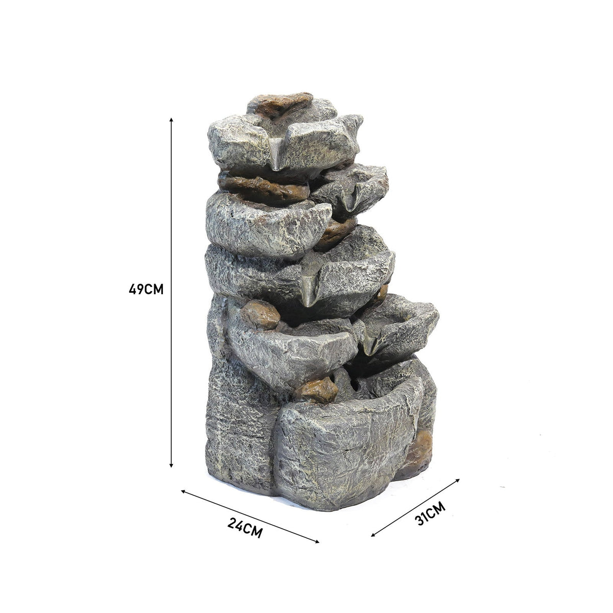Multi-Tiered Garden Cascading Water Fountain with LED Lights