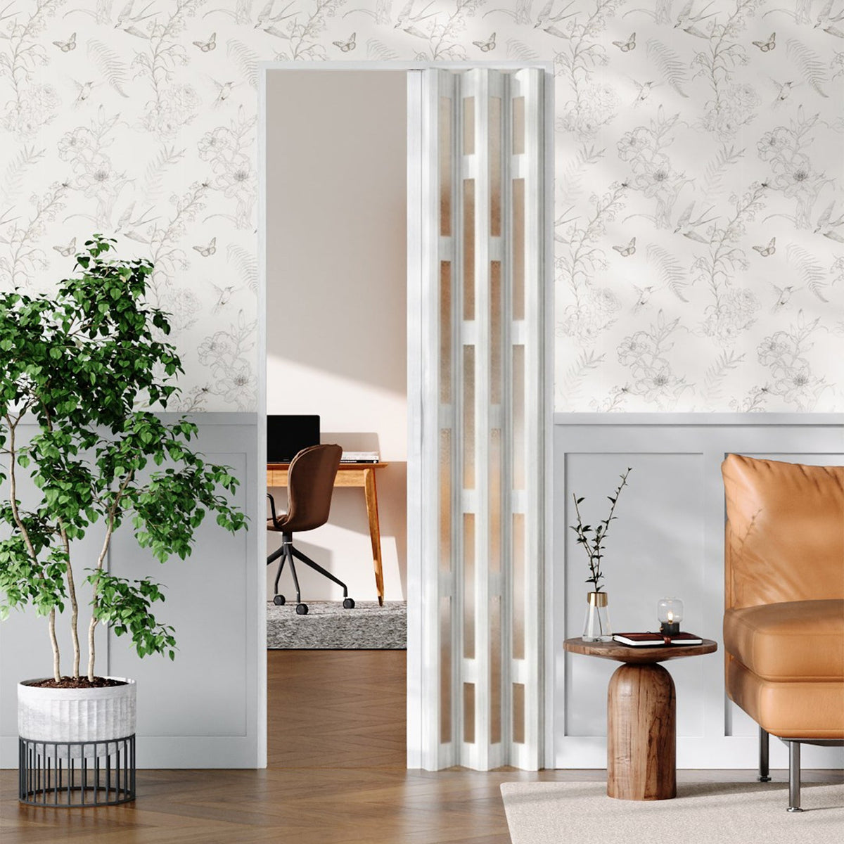 Irregular Frosted Window PVC Folding Door