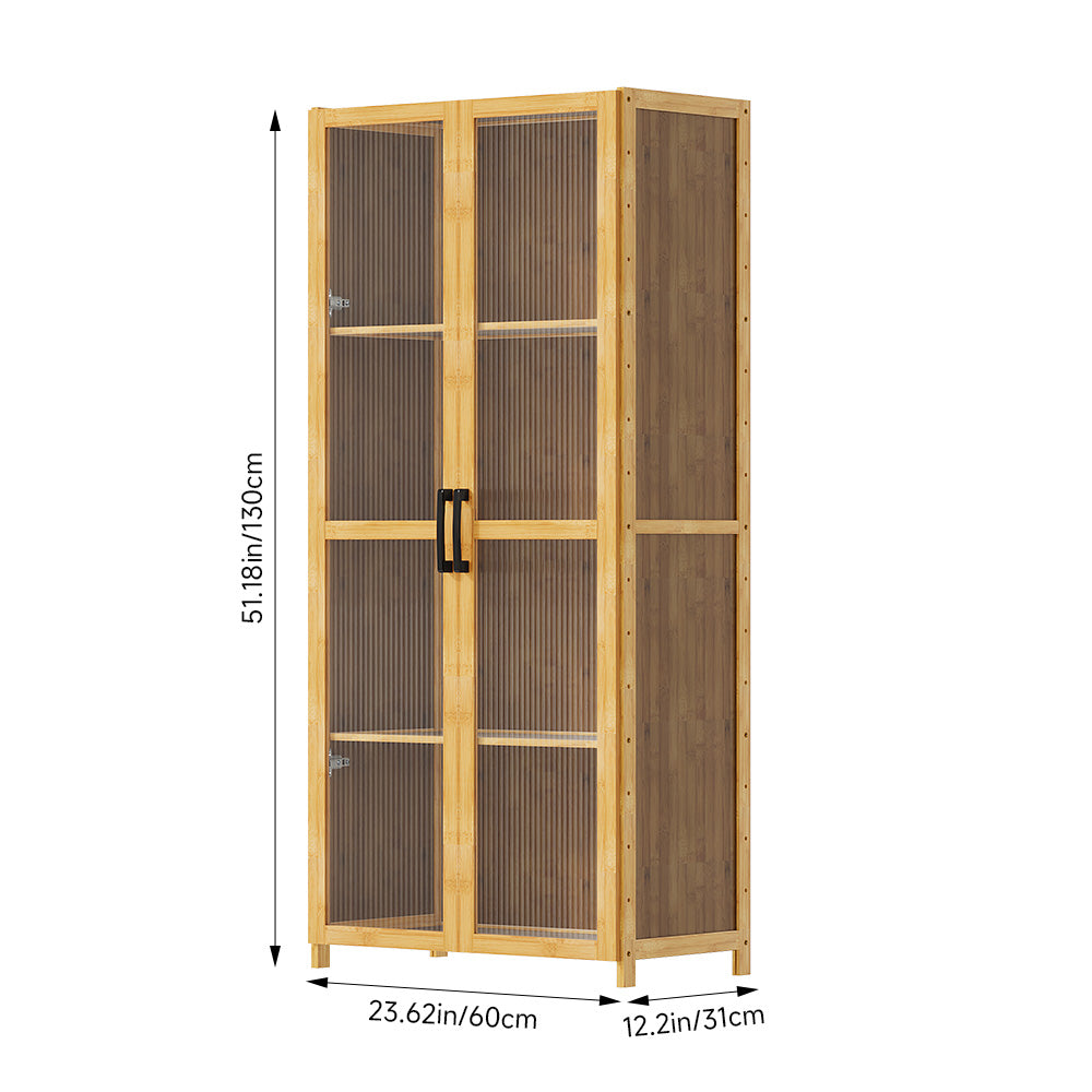 4-Tier Narrow Bookcase Storage Cabinet with Acrylic Door