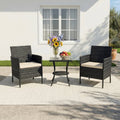 3-Piece PE Rattan Wicker Garden Furniture Bistro Set