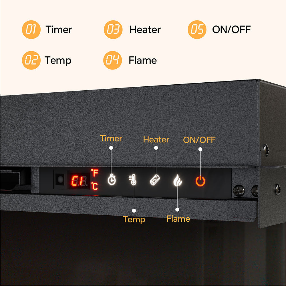 50/60/70'' 3 Side Electric Fireplace with Remote Control