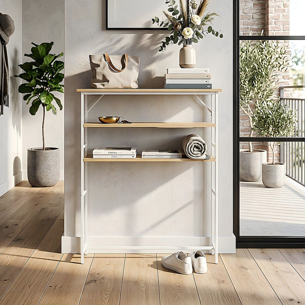 3-Tier Wood-Grain Narrow Console Table