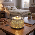 Creative Metal Tabletop Fountain with Warm Light & Leaf Design