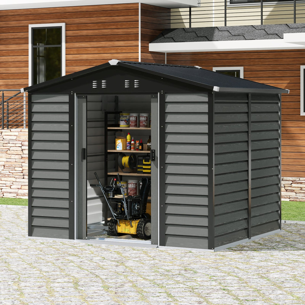 8 x 7 ft Metal Garden Storage Shed with Apex Roof