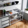 Stainless Steel One Compartment Sink with Shelves