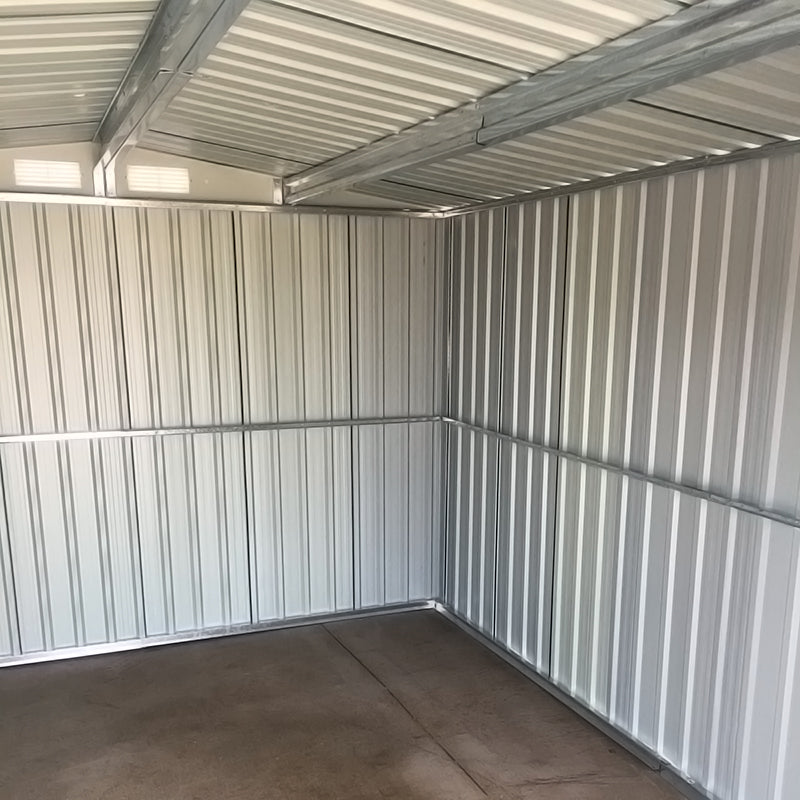 8 x 10 ft Metal Garden Storage Shed with Apex Roof & Double Doors