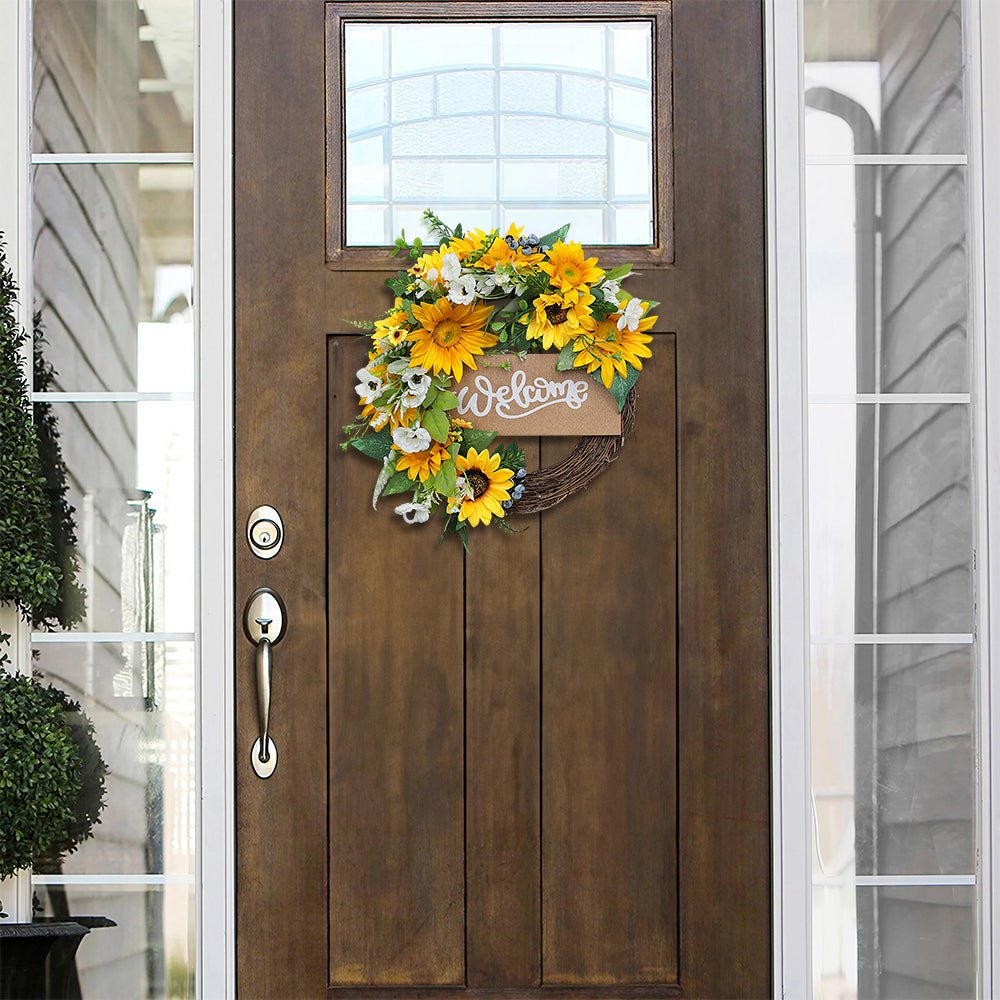 Artificial Sunflower Wreath Round Hanging Decoration