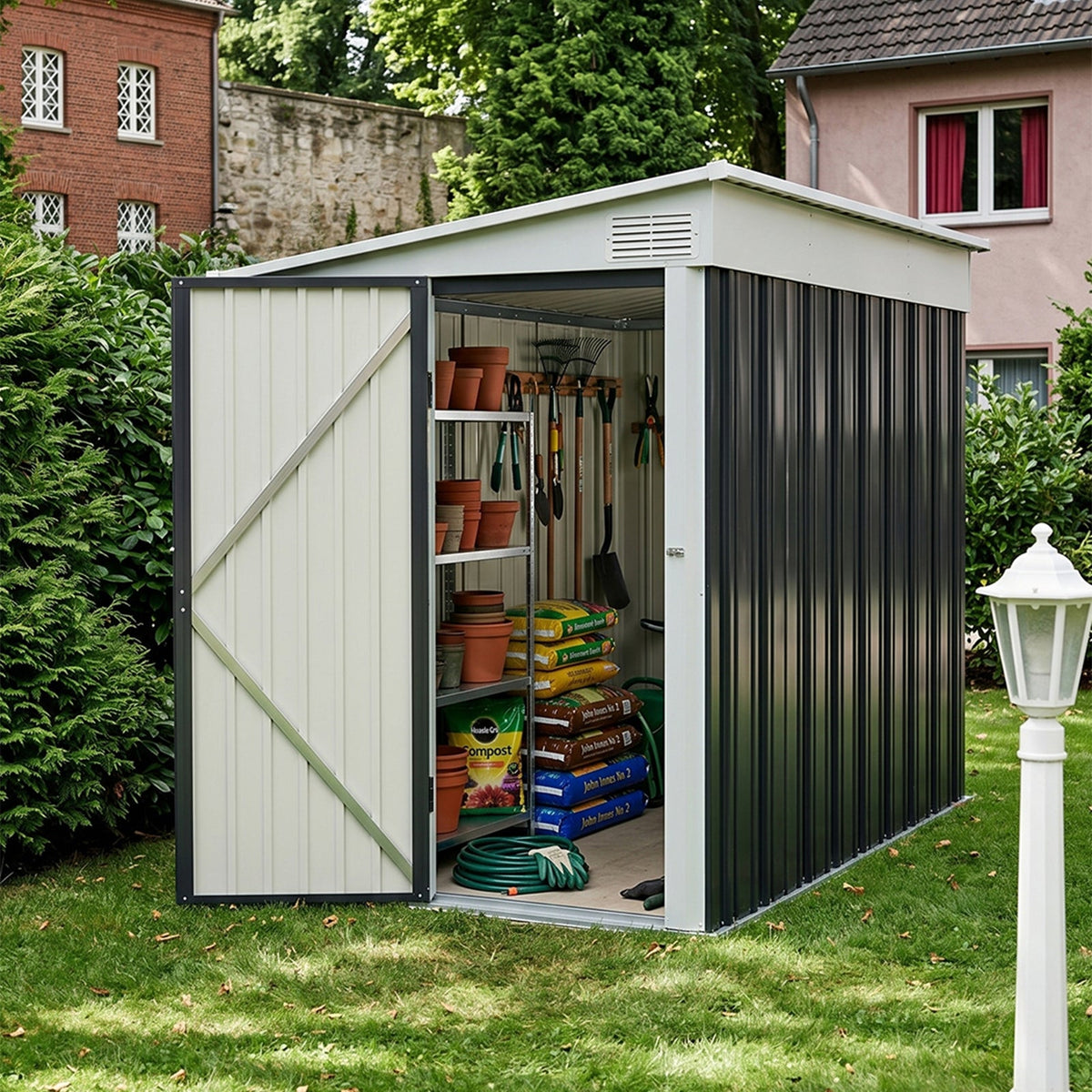9 x 4 ft Metal Garden Storage Shed with Pent Roof